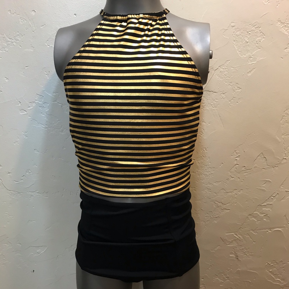 New Gorgeous black and metallic gold swim top!